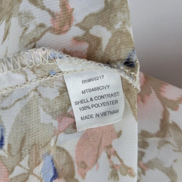 Floral Chiffon Blouse Pastel Rose Print Charming Charlie Long Sleeve Size L - Picture 11 of 14